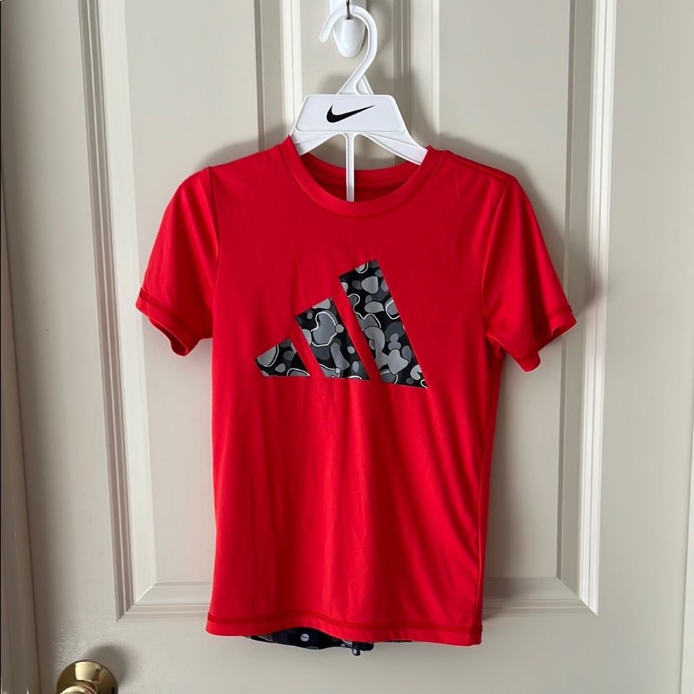 Adidas Kids Red Graphic T-Shirt & Matching Shorts Set